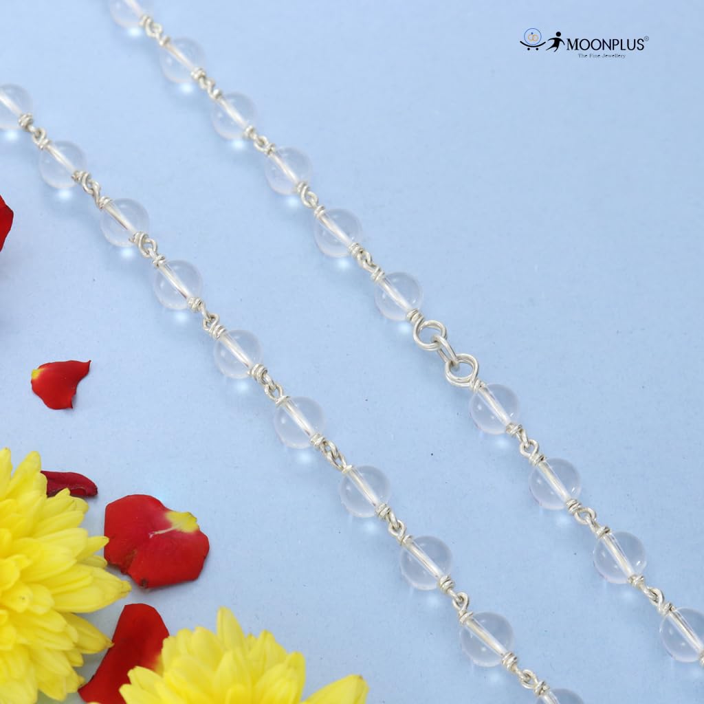 Pure Silver Sphatik mala Crystal Jaap Mala for Pooja