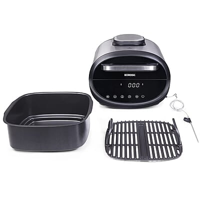Borosil Bestdigi Air-Fryer, Top Load Air Fryer, Large Capacity, 8 Pre-Set Menus, 8 In 1 Functionality, 6.1 L, 1700 Watt, 6.1 liter, Black