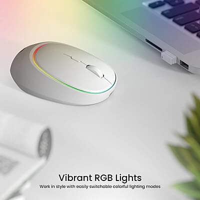 Portronics Toad IV Bluetooth Mouse with 2.4 GHz Wireless (Dual Connectivity), Rechargeable, Connect up to 3 Devices, RGB Lights, Adjustable Optical DPI for Laptop, PC, Tablet, Smartphone