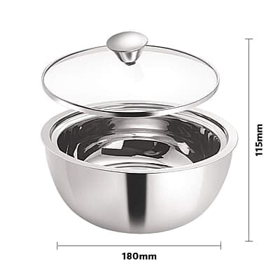Borosil Stainless Steel Curry Server (Silver, 500ml, 900ml, 1.5L) - 3 Pc Set