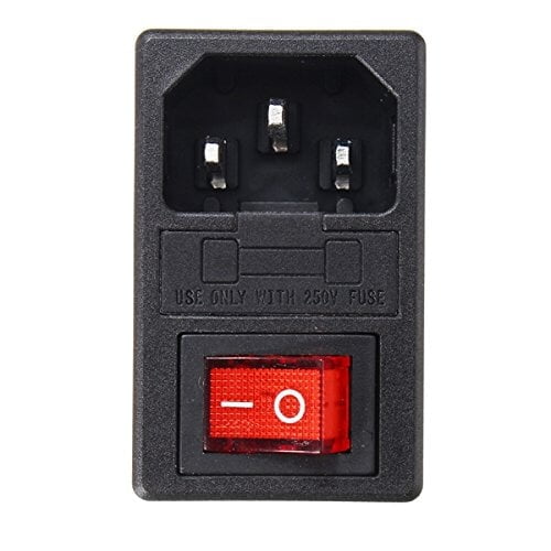3 Pin AC Power Socket With Indicator Switch and Fuse Connector Socket