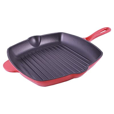 Wonderchef Ferro Cast-Iron 29.5 cm Grill Pan, 2.6L, 4.5 mm, Majolica Red Wonderchef Ferro Cast-Iron 29.5 cm Grill Pan, 2.6L, 4.5 mm, Majolica Red
