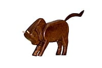 EELIKA Wooden Angry Bull Showpiece for Home Decor, Tableware & Gift Items, Set of 2