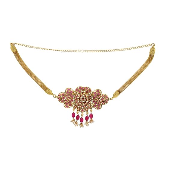 SRIMATHI JEWELLERS Floral design choker set | Fashion jewelley for womens | Pink color choker necklace SRIMATHI JEWELLERS Floral design choker set | Fashion jewelley for womens | Pink color choker necklace