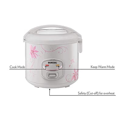 Borosil Pronto Deluxe II Rice Cooker, 1.8L