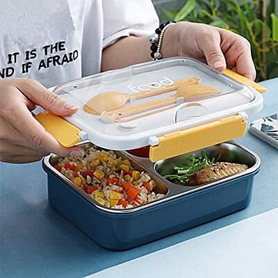 Bento Lunch Box for Kids, Lunch Box for Kids – 3 Compartment Insulated Lunch Box Stainless Steel Tiffin Box for Boys, Girls, School & Office – 750 ML-Multi Color Bento Lunch Box for Kids, Lunch Box for Kids – 3 Compartment Insulated Lunch Box Stainless Steel Tiffin Box for Boys, Girls, School & Office – 750 ML-Multi Color