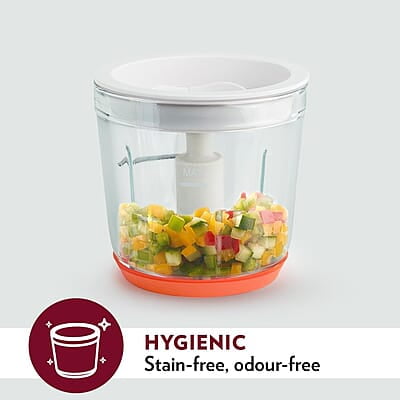 Borosil Chef Delite 260W Electric Glass Chopper For Kitchen Use | White Chopper | Low Noise Operation | Kitchen Accessories Items | Stainless Steel Blades, Whisking Blade for Cream, Chaas, Lassi