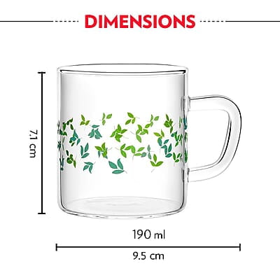Borosil Vision Sage Tea n Coffee Classic Mug Set of 6 Pcs 190 ml | Borosillicate Glass, Microwave Safe, Scratch Resistance, Lightweight | for Chai, Green Tea, Milk | Transparent Borosil Vision Sage Tea n Coffee Classic Mug Set of 6 Pcs 190 ml | Borosillicate Glass, Microwave Safe, Scratch Resistance, Lightweight | for Chai, Green Tea, Milk | Transparent