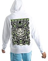 Sublimation Printed Hoodies White Colour VLAM Tatoo Design Graphic Art Cotton Unisex Hoodie | Trendy Back Print Anime Hoodie and Sweatshirt