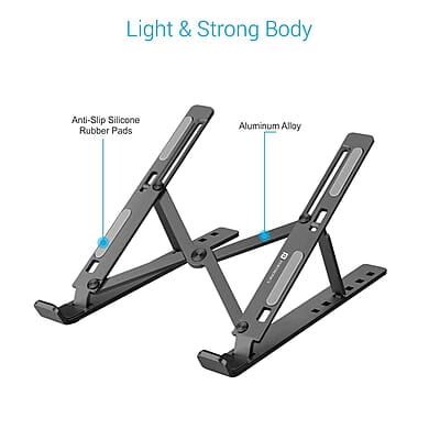 Portronics My Buddy K Portable Laptop Stand with Adjustable Height, Foldable, OverHeating Protection for Laptops & MacBooks