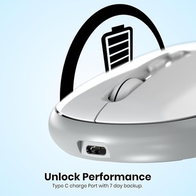 Portronics Toad II Bluetooth Mouse, with Bluetooth 5.0 & 2.4 Ghz Dual Wireless Connectivity, Rechargeable Battery, Adjustable DPI up to 1600 Compatible with Laptop, MacBook, PC (Grey) Portronics Toad II Bluetooth Mouse, with Bluetooth 5.0 & 2.4 Ghz Dual Wireless Connectivity, Rechargeable Battery, Adjustable DPI up to 1600 Compatible with Laptop, MacBook, PC (Grey)