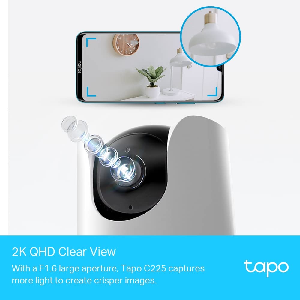 TP-Link Tapo C225 4MP 2K QHD 1440p Pan/Tilt WiFi Security Smart Camera, Indoor CCTV, Smart AI, Starlight Sensor,Night Vision Compatible with Alexa&Google Home, No Hub Required, SD Storage TP-Link Tapo C225 4MP 2K QHD 1440p Pan/Tilt WiFi Security Smart Camera, Indoor CCTV, Smart AI, Starlight Sensor,Night Vision Compatible with Alexa&Google Home, No Hub Required, SD Storage