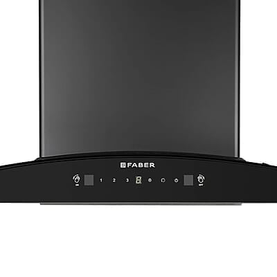 Faber 75 cm 1500 m³/hr Autoclean Curved Shape Kitchen Chimney HOOD PRIMUS PLUS ENERGY IN HCSC BK 75 with SS Baffle Filter