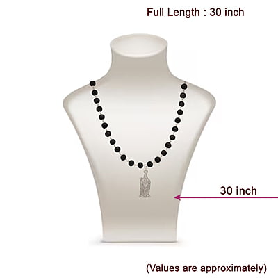 Silver Tied Wooden Beads ebony Mala (Black) with Murugan Pendant