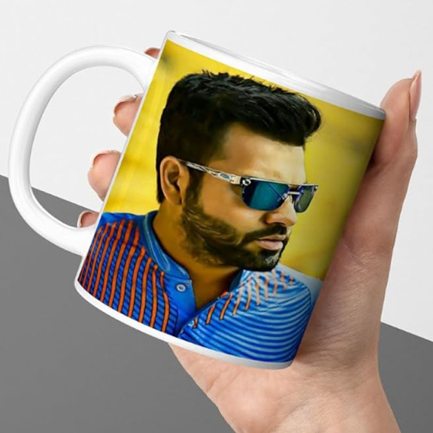 Printed Rohit Sharma Mug Printed Cup Microwave Safe Ceramic Coffee Mug 350ml Pack of 1