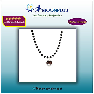 Silver Tied Wooden Beads ebony Mala (Black) with Rudraksha Pendant