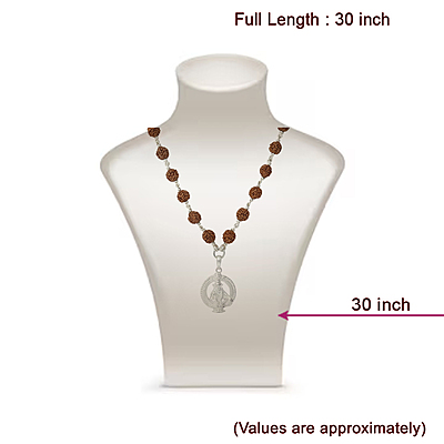 925 Silver Ayyappan Pendant & Rudraksha Mala - 8mm,54beads,30 Inches 925 Silver Ayyappan Pendant & Rudraksha Mala - 8mm,54beads,30 Inches