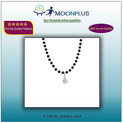 Silver Tied Wooden Beads ebony Mala (Black) with Iyyappan Pendant