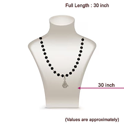 Silver Tied Wooden Beads ebony Mala (Black) with Iyyappan Pendant