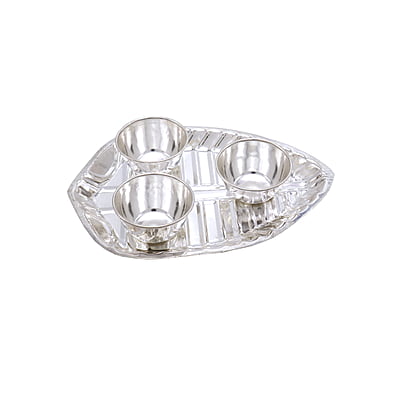 Silver Haldi Kumkum Trible Leaf Holder Silver Haldi Kumkum Trible Leaf Holder