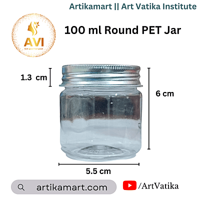 100 ml Round New PET Jar + Aluminium SILVER Cap 100 ml Round New PET Jar + Aluminium SILVER Cap