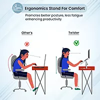 Portronics Twister Laptop Stand, Adjustable Height & Angle,10 KG Capacity (Grey)