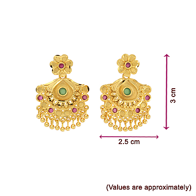 Goldplated Flower Necklace with Green & Red Stones Goldplated Flower Necklace with Green & Red Stones