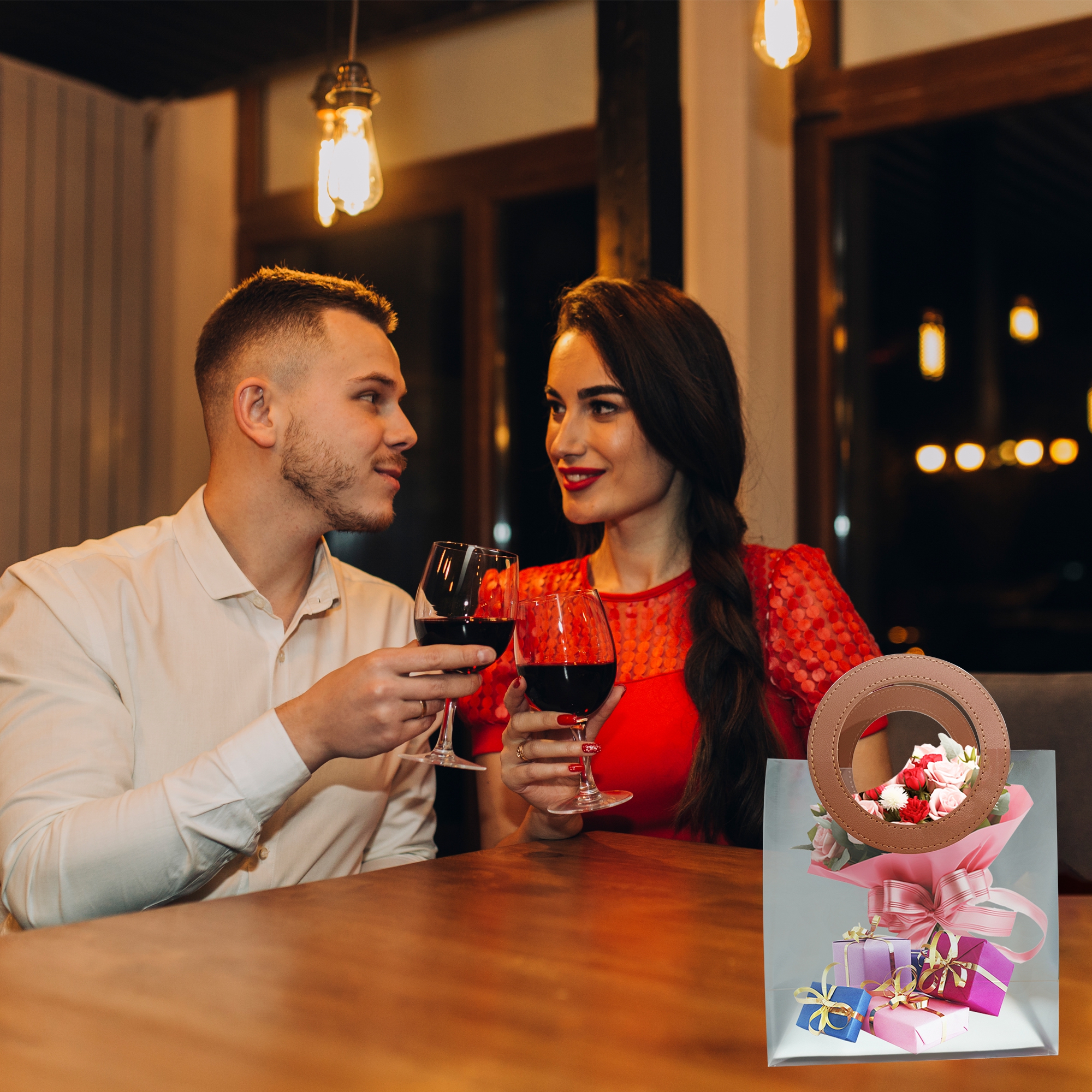 6 Pcs Small-Goodie Bags Transparent Bag with Round Handle Gift Bags for Presents, Hamper Bags, Shopping Bags for Valentine Gifting Bag 6 Pcs Small-Goodie Bags Transparent Bag with Round Handle Gift Bags for Presents, Hamper Bags, Shopping Bags for Valentine Gifting Bag