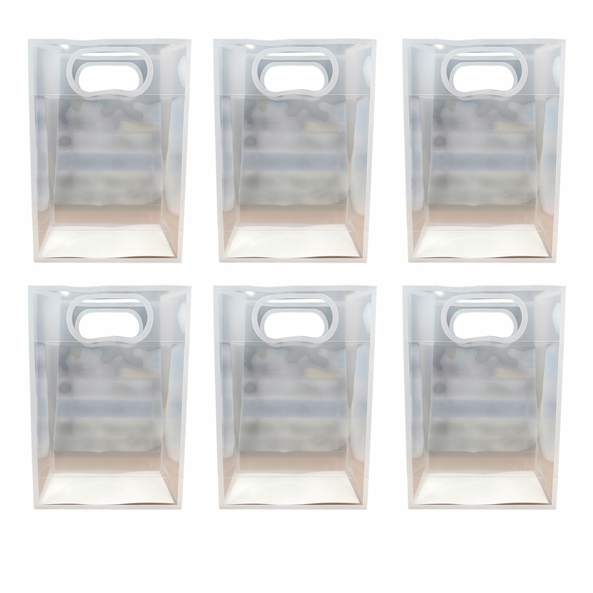 Small Size -6 Pcs White Transparent Goodie Bags – Clear Gift Bags for Valentine's Day Wedding Return Gifts Birthday Party Festivals Events