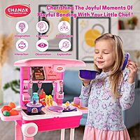 Kitchen Suitcase Set for Girls, Colorful Pretend Play Cooking Set for Girls with 23 Pieces