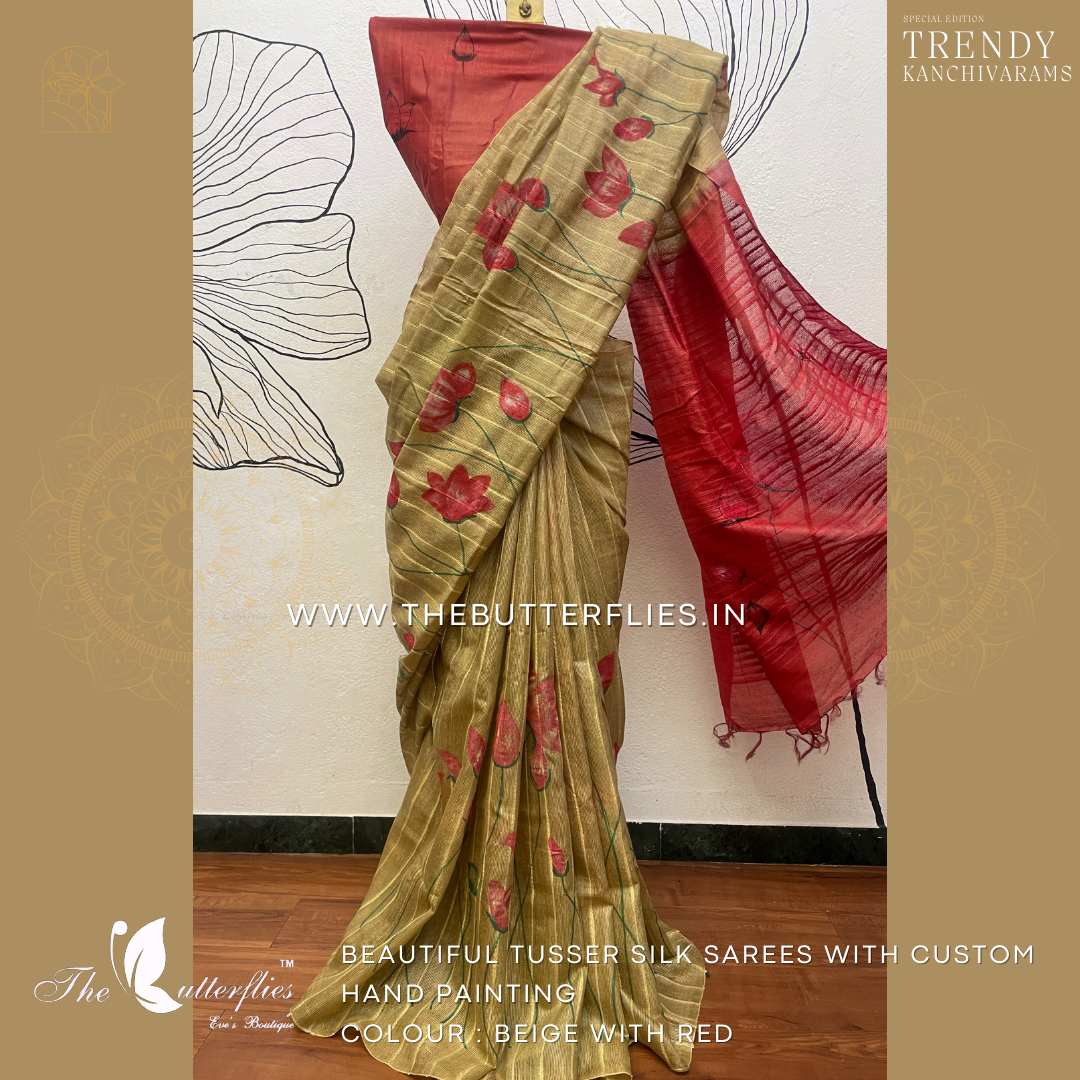 Tusser silk saree with Dolby Weaves YBRSTUS17694 Tusser silk saree with Dolby Weaves YBRSTUS17694
