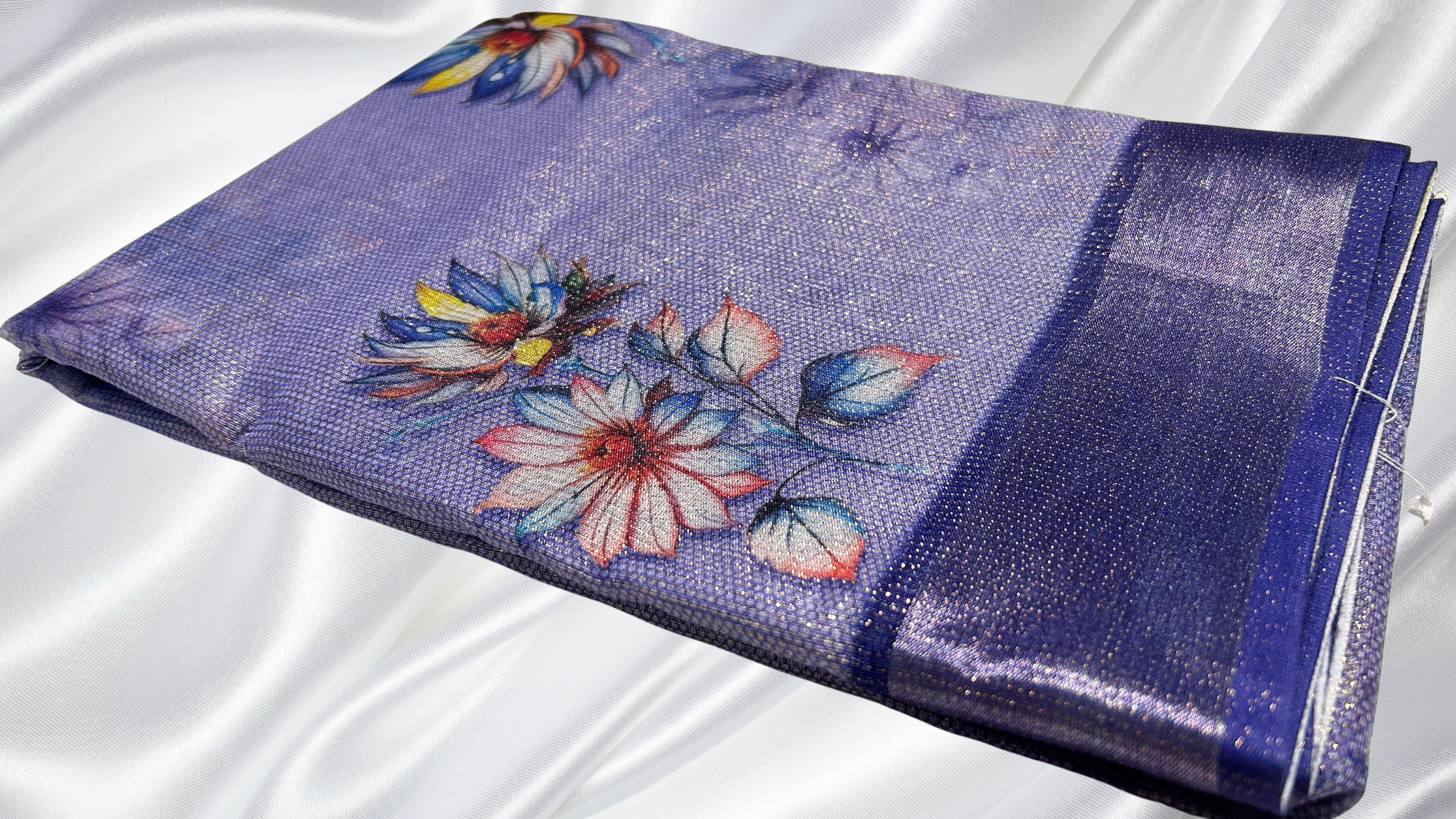 Jardoshi Tissue Fancy Jari Saree - Blue