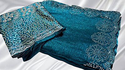 MPlus Space Silk Stone Designer Saree - Turquoise