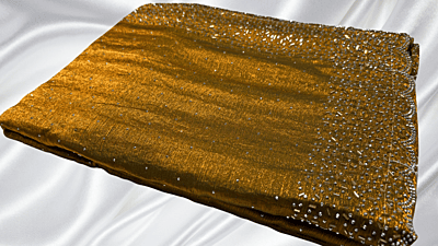 Space Galaxy Stone Replicata Work Saree - Golden Green