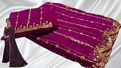 Full Trend Marble Gold Designer Saree - Magenta