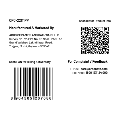 OPC-22111PP Apple Washdown One Piece Closet S Trap (9" Inch) With Soft Close Seat Cover, Hinges, Fixing Accessories Set and Accessories Set, Cistern Fittings