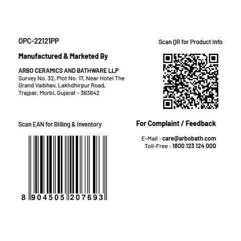 OPC-22121PP Apple Washdown One Piece Closet P Trap With Soft Close Seat Cover, Hinges, Fixing Accessories Set and Accessories Set, Cistern Fittings