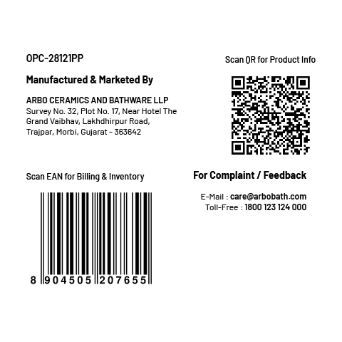 OPC-28121PP Inox Washdown One Piece Closet P Trap With Soft Close Seat Cover, Hinges, Fixing Accessories Set and Accessories Set, Cistern Fittings