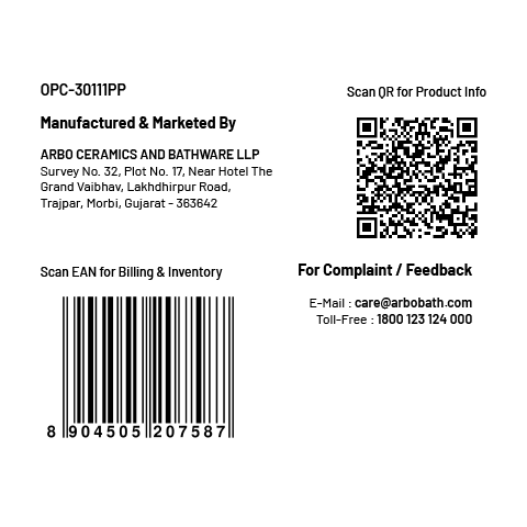 OPC-30111PP Neo Washdown One Piece Closet S Trap (4" Inch) With Soft Close Seat Cover With Hinges, Fixing Accessories Set and Accessories Set, Cistern Fittings