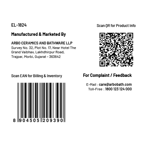 EL-1824 Concealed Stop Cock 20mm Body With Upper Part Set