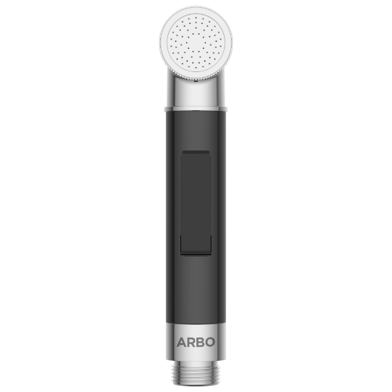 HF-02 Brass Round Health Faucet With Hook & 1.2 Mtr. S.S Tube (Black)