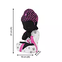 Baby Monk Buddha Showpiece for Home Decor (White & Pink) Polyresin – 21 cm
