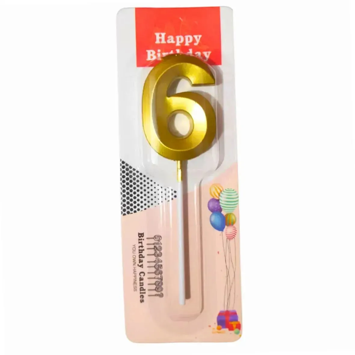 Number 6 Metallic Party Candle Number 6 Metallic Party Candle