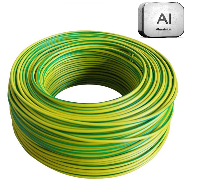 Aluminium Earthing cables green/yellow 6 sq.mm- Single Strand Wire