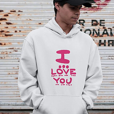 Sublimation Printed Hoodies White Colour I Love You: Sublimation Printed Hoodies for Singles Sublimation Printed Hoodies White Colour I Love You: Sublimation Printed Hoodies for Singles