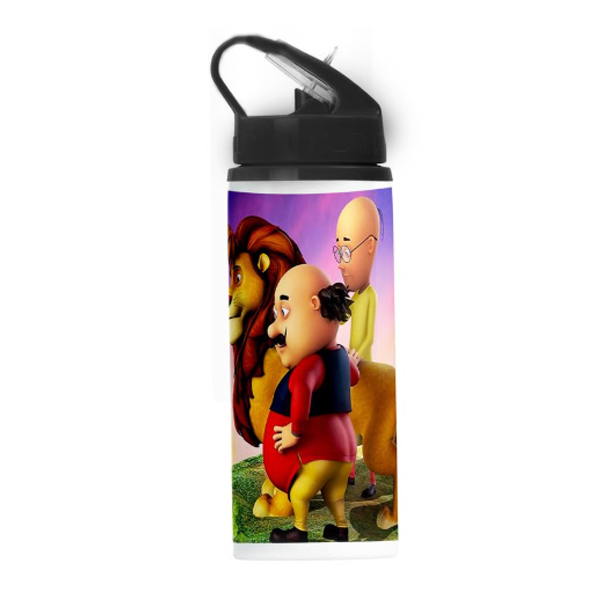 Aluminium Sipper Bottle 600ml with Motu Patlu Print - Ideal for Boys, Gym, and Outdoor