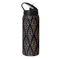 Printed Aluminium School Straw Sipper Water Bottle with Lid & Straw 600ml For Gym, Yoga, Kids, Boys,