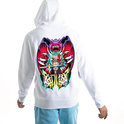 Sublimation Printed White Colour Logo EPIKO Anime Warrior Graphic Printed Cotton Full Sleeve Unisex Hoodie Sublimation Printed White Colour Logo EPIKO Anime Warrior Graphic Printed Cotton Full Sleeve Unisex Hoodie