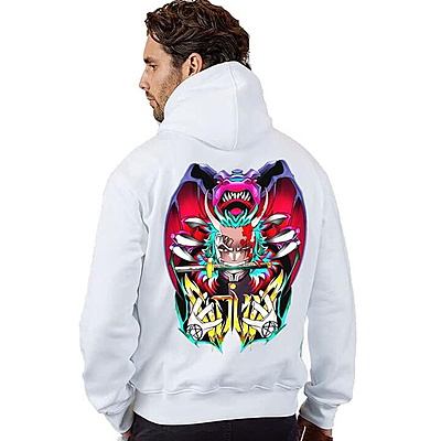 Sublimation Printed White Colour Logo EPIKO Anime Warrior Graphic Printed Cotton Full Sleeve Unisex Hoodie Sublimation Printed White Colour Logo EPIKO Anime Warrior Graphic Printed Cotton Full Sleeve Unisex Hoodie