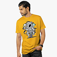Sublimation Printed T-Shirt Yellowcolor AirDrop Relaxed Fit Astronaut T-Shirt for Men